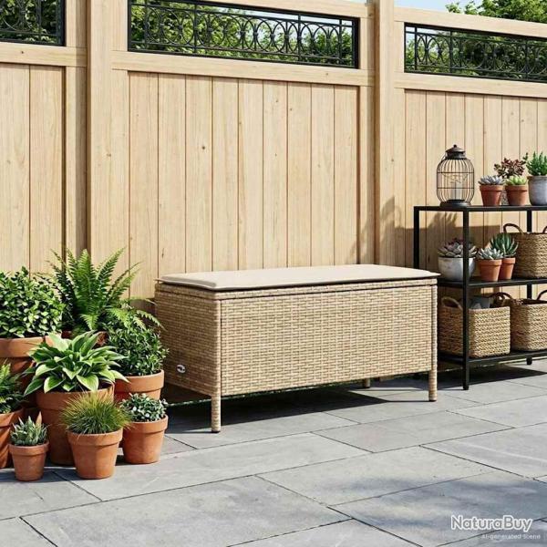 Pouf de Jardin Beige et cr�me 80 x 38 x 42 cm Rotin PE