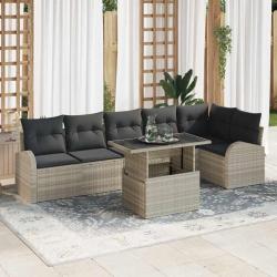 Ensemble de canap&eacute; de jardin 7 pcs Gris clair polyrotin