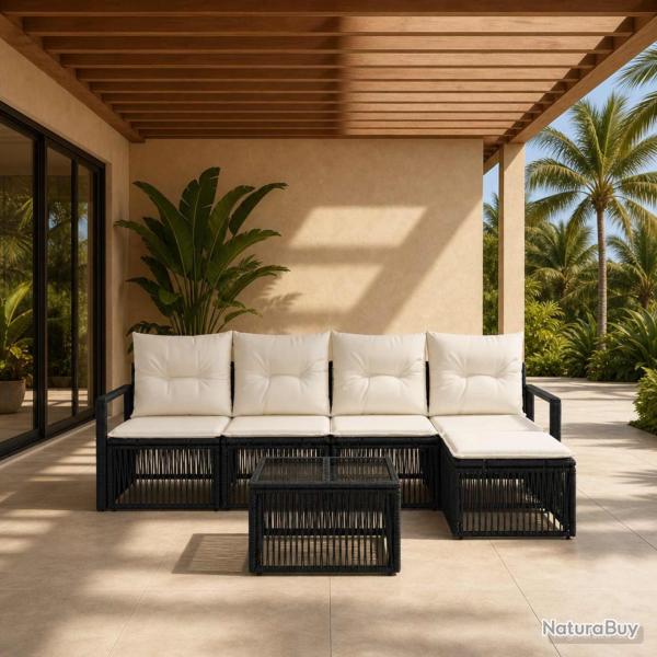 Ensemble de canap� de jardin 6 pcs Noir polyrotin