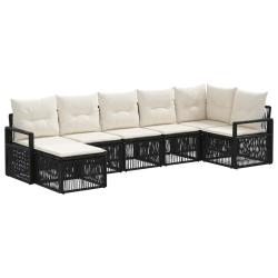 Ensemble de canap&eacute; de jardin 7 pcs Noir polyrotin