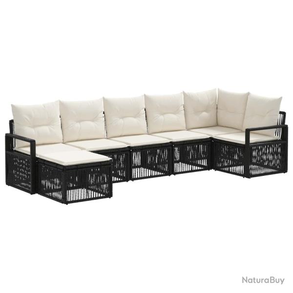 Ensemble de canap� de jardin 7 pcs Noir polyrotin