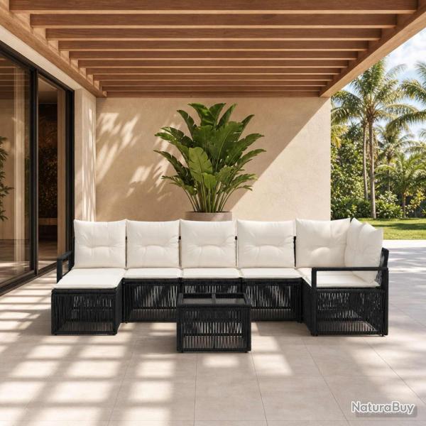 Ensemble de canap� de jardin 8 pcs Noir polyrotin