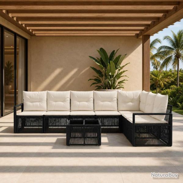 Ensemble de canap� de jardin 8 pcs Noir polyrotin