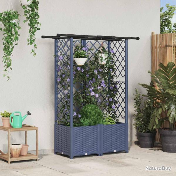 Lit �lev� avec Treillis et Toit Gris 124 x 40 x 136 cm PP