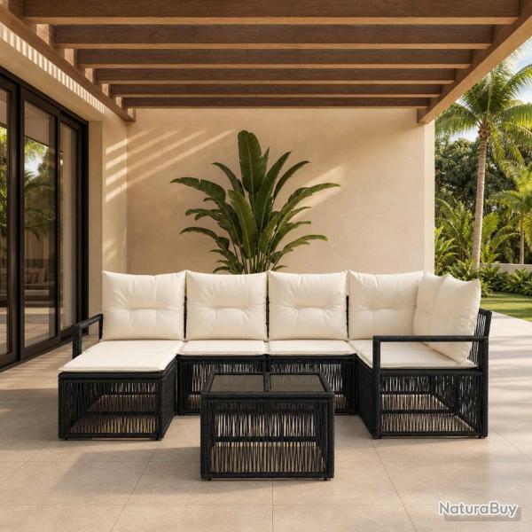 Ensemble de canap� de jardin 7 pcs Noir polyrotin