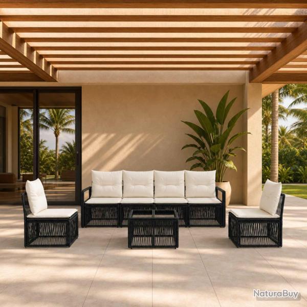 Ensemble de canap� de jardin 7 pcs Noir polyrotin