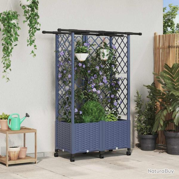 Lit �lev� avec Treillis et Toit Gris 124 x 40 x 142 cm PP