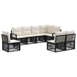 Ensemble de canap&eacute; de jardin 8 pcs Noir polyrotin