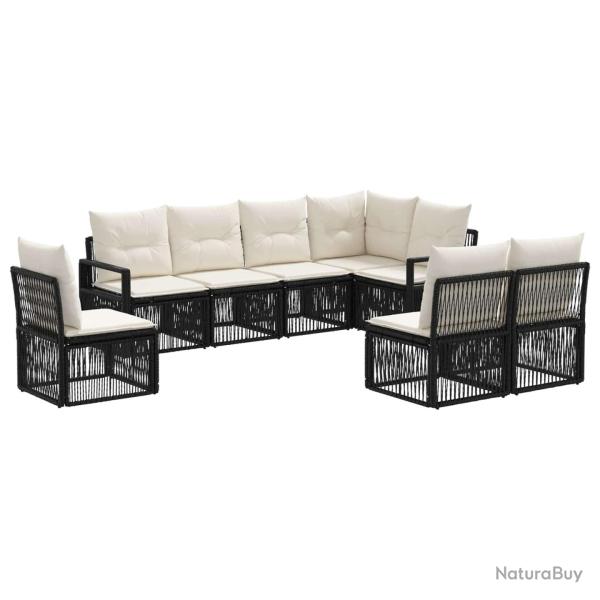 Ensemble de canap� de jardin 8 pcs Noir polyrotin