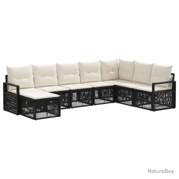 Ensemble de canap� de jardin 8 pcs Noir polyrotin