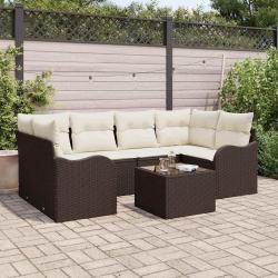 Ensemble de canap&eacute; de jardin Marron 55 x 55 x 37 cm polyrotin