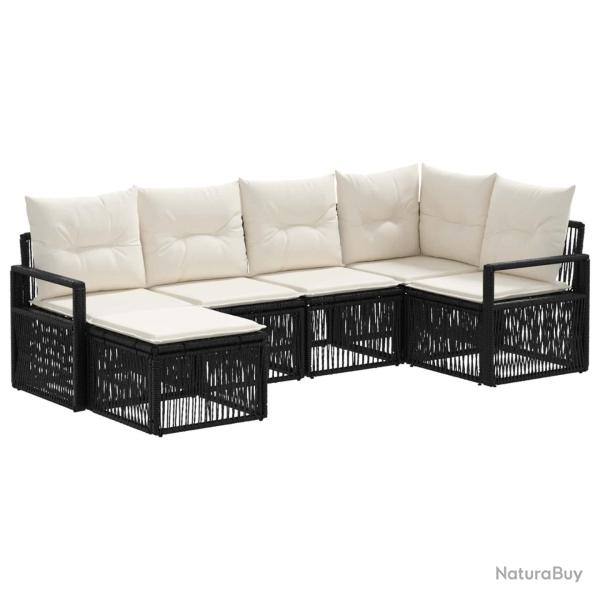 Ensemble de canap� de jardin 6 pcs Noir polyrotin