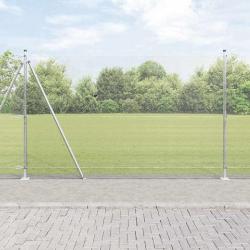 Cl&ocirc;ture en fil soud&eacute; avec base en b&eacute;ton 25 x 1,6 m Argent&eacute;