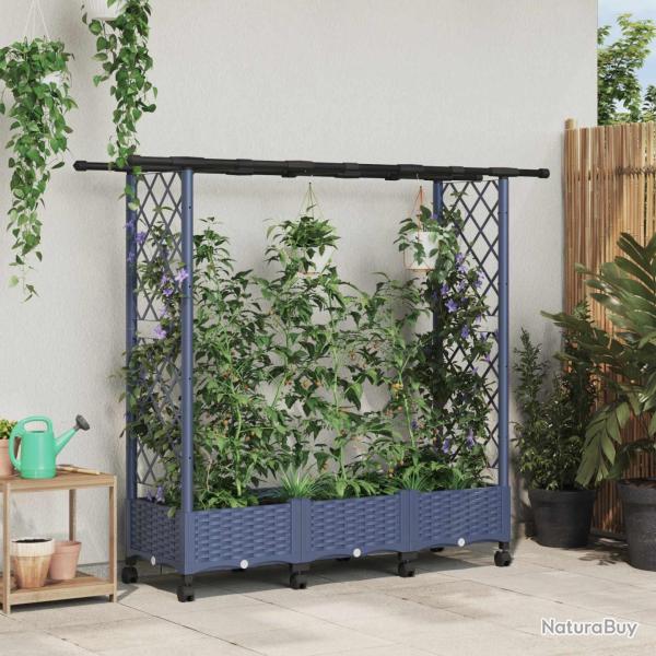 Lit �lev� avec Treillis et Toit Gris 164 x 40 x 127 cm PP