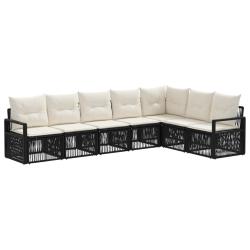 Ensemble de canap&eacute; de jardin 7 pcs Noir polyrotin