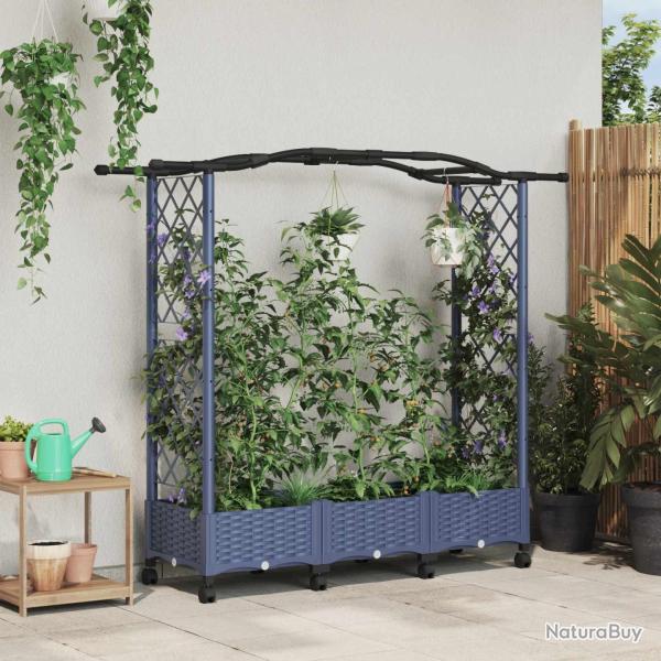 Lit �lev� avec Treillis et Toit Gris 169 x 40 x 129 cm PP