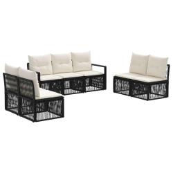 Ensemble de canap&eacute; de jardin 7 pcs Noir polyrotin
