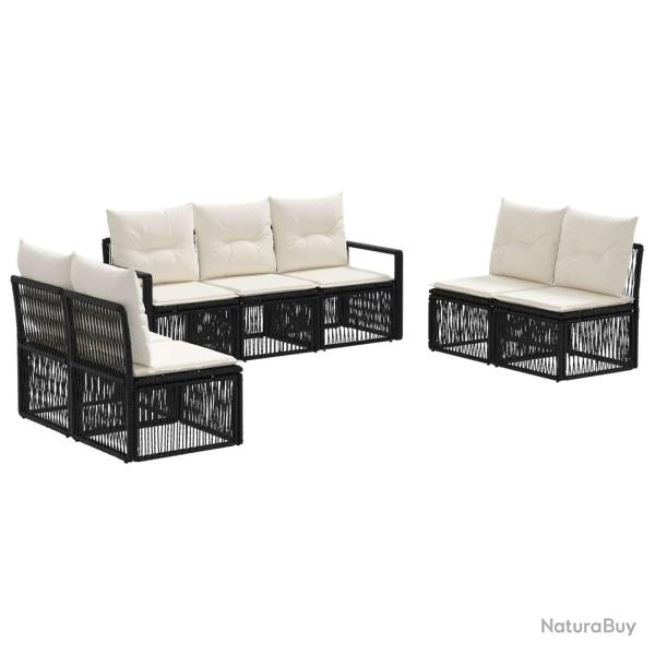 Ensemble de canap� de jardin 7 pcs Noir polyrotin