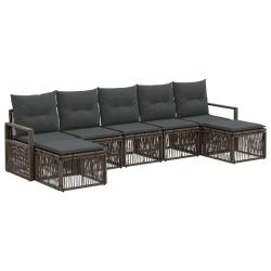 Ensemble de canap&eacute; de jardin 7 pcs Gris polyrotin