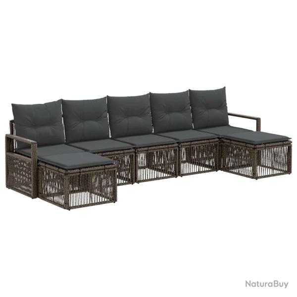 Ensemble de canap� de jardin 7 pcs Gris polyrotin