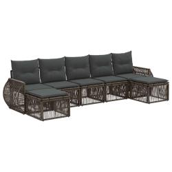 Ensemble de canap&eacute; de jardin 7 pcs Gris et Gris fonc&eacute; polyrotin