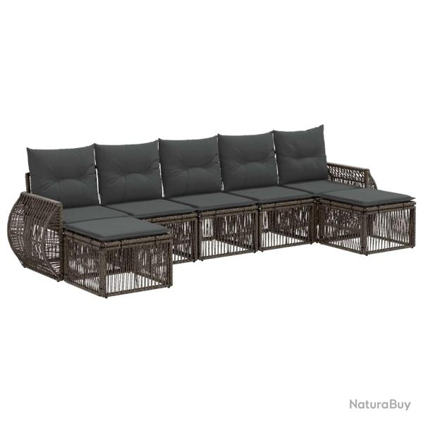 Ensemble de canap� de jardin 7 pcs Gris et Gris fonc� polyrotin