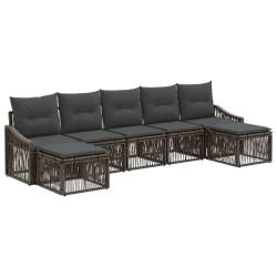 Ensemble de canap&eacute; de jardin 7 pcs Gris polyrotin