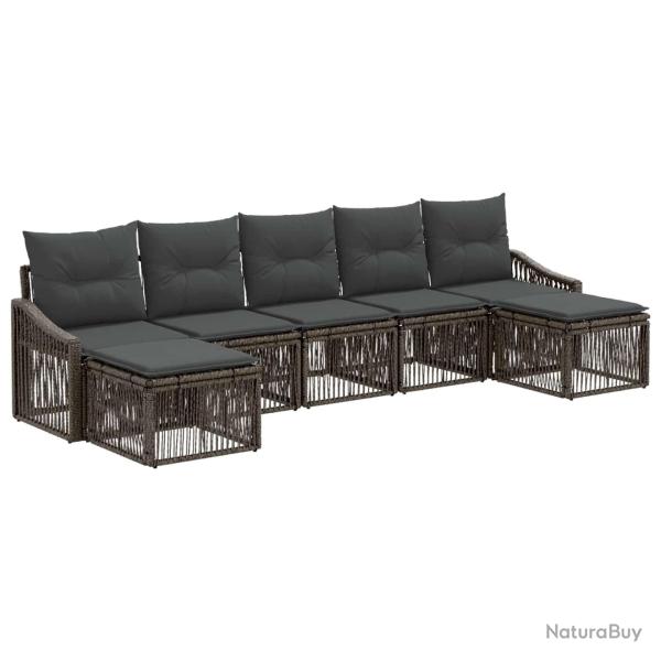 Ensemble de canap� de jardin 7 pcs Gris polyrotin