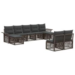 Ensemble de canap&eacute; de jardin 9 pcs Gris polyrotin
