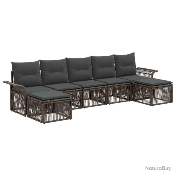 Ensemble de canap� de jardin 7 pcs Gris polyrotin