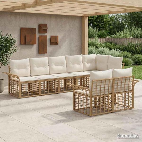 Ensemble de canap�s d'ext�rieur 8 pcs Blanc Naturel et Cr�me