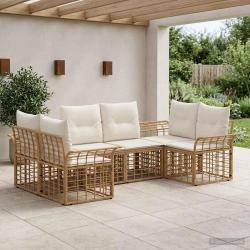 Ensemble de canap&eacute;s d'ext&eacute;rieur 6 pcs Blanc Naturel et Cr&egrave;me