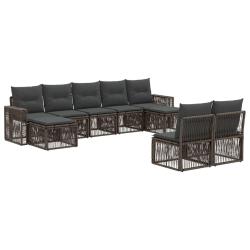 Ensemble de canap&eacute; de jardin 9 pcs Gris et Gris fonc&eacute; polyrotin