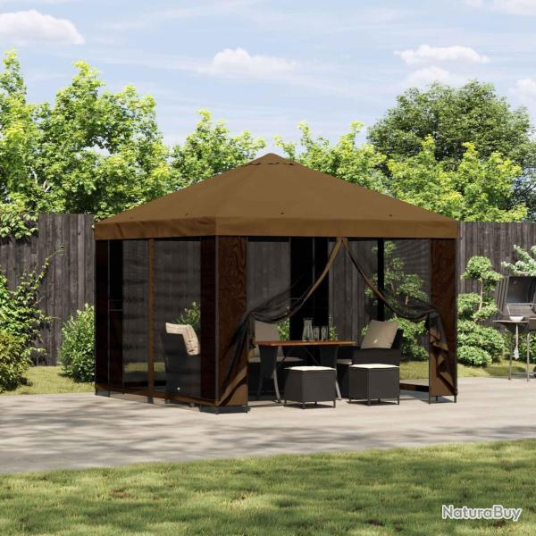 Abri de jardin avec parois 3 x 3 m Taupe Polyester et Acier