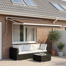 Auvent r&eacute;tractable Taupe 300 x 250 cm Tissu et M&eacute;tal