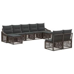 Ensemble de canap&eacute; de jardin 9 pcs Gris polyrotin