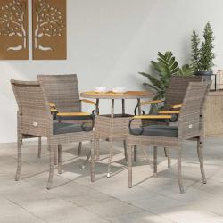 Chaises de jardin avec coussin 4 pcs Gris et Gris fonc&eacute;