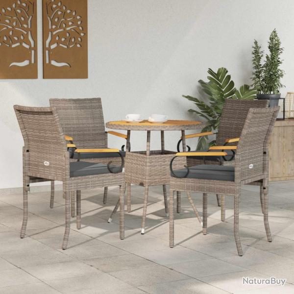 Chaises de jardin avec coussin 4 pcs Gris et Gris fonc�