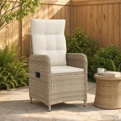 Chaise de jardin inclinable Beige et blanc cr&egrave;me