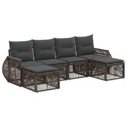 Ensemble de canap&eacute; de jardin 6 pcs Gris et Gris fonc&eacute; polyrotin