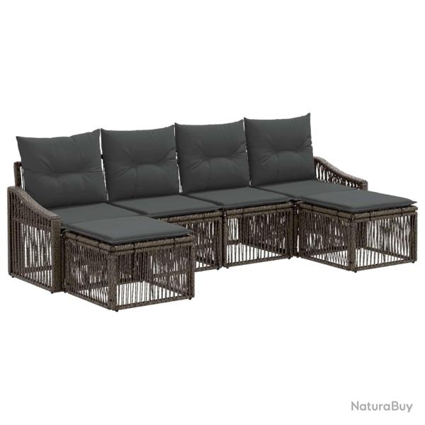 Ensemble de canap� de jardin 6 pcs Gris polyrotin