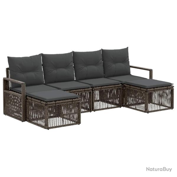 Ensemble de canap� de jardin 6 pcs Gris polyrotin