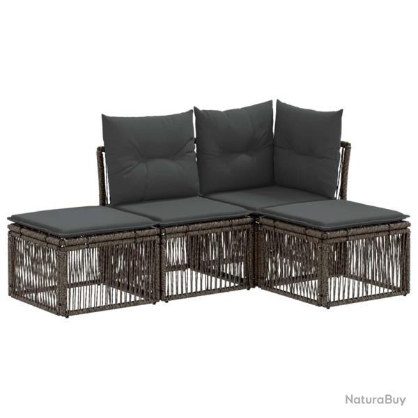 Ensemble de canap� de jardin 4 pcs Gris polyrotin