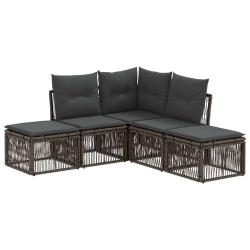 Ensemble de canap&eacute; de jardin 5 pcs Gris polyrotin