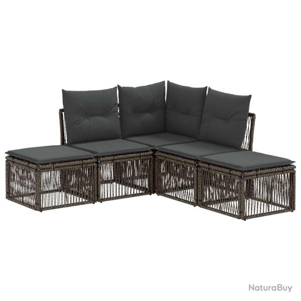 Ensemble de canap� de jardin 5 pcs Gris polyrotin