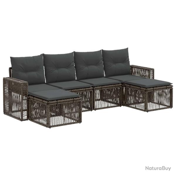 Ensemble de canap� de jardin 6 pcs Gris et Gris fonc� polyrotin