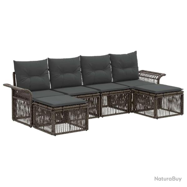 Ensemble de canap� de jardin 6 pcs Gris polyrotin