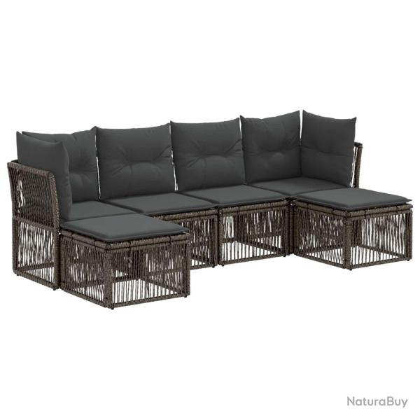 Ensemble de canap� de jardin 6 pcs Gris polyrotin