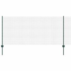 Cl&ocirc;ture en fil soud&eacute; avec poteaux 100 x 1 m Vert Maille