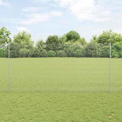 Cl&ocirc;ture en fil soud&eacute; avec poteaux 10 x 1,6 m Acier galvanis&eacute;